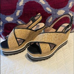 Schutz Black/Straw Wedges